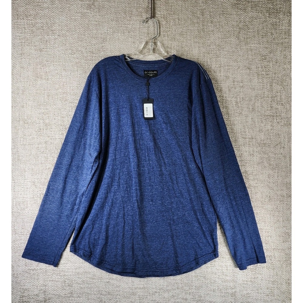 Goodlife Shirt Mens XL‎ Blue Long Sleeve Crew Neck Tri Blend Soft USA Made NWT